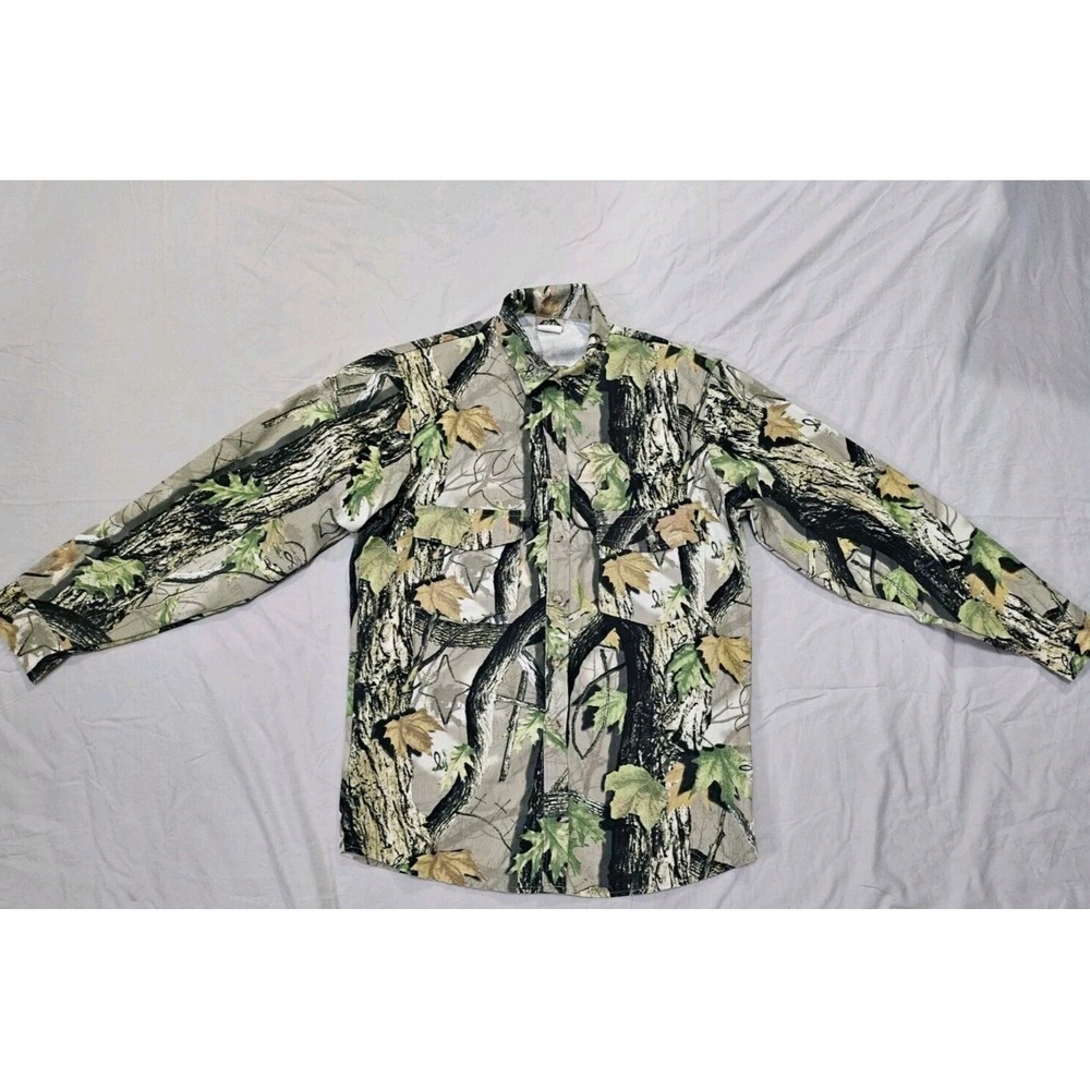 IDEAL God's Country Silent Leaf Camouflage Cotton Button Up Shirt Made in USA M